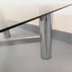 Square Italian vintage Space Age coffee table in smoked glass and metal.