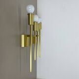 Set of 2 brass italian stilnovo style theatre wall light sconces, italy, 1970s