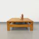 Vintage square coffee table in solid oak wood from the 60s 70s