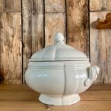 White iron earth soup tureen Sarreguemines