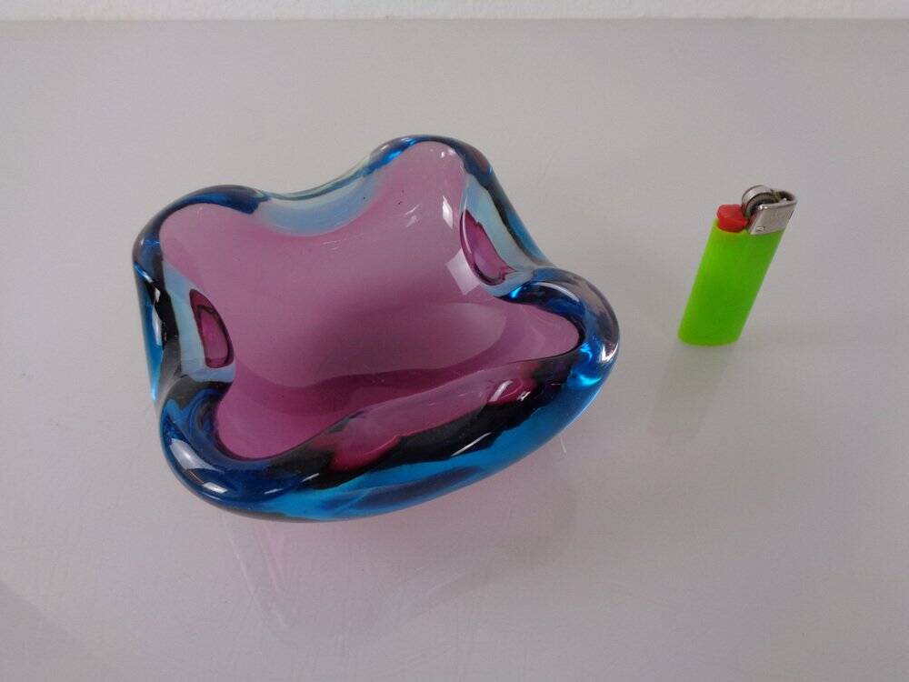Sommerso Murano Glass Ashtray, Italy, 1960s