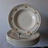 Set of 7 antique deep plates from Longwy, "Savigny" model, in good condition.