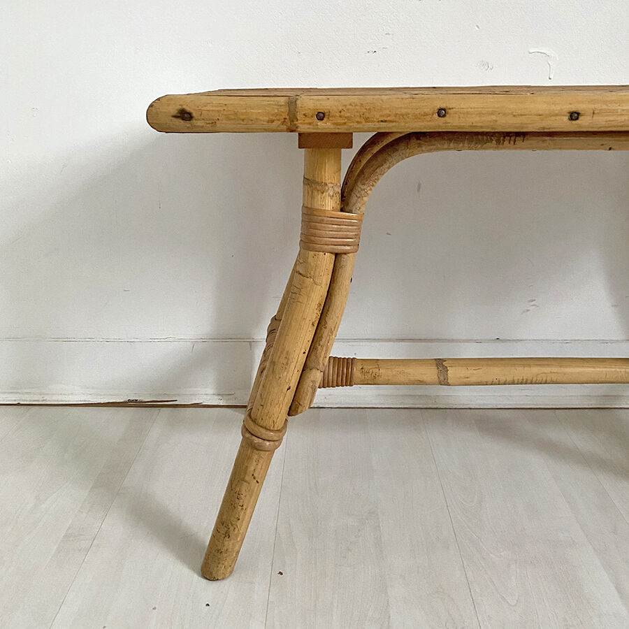 60's vintage rattan coffee table