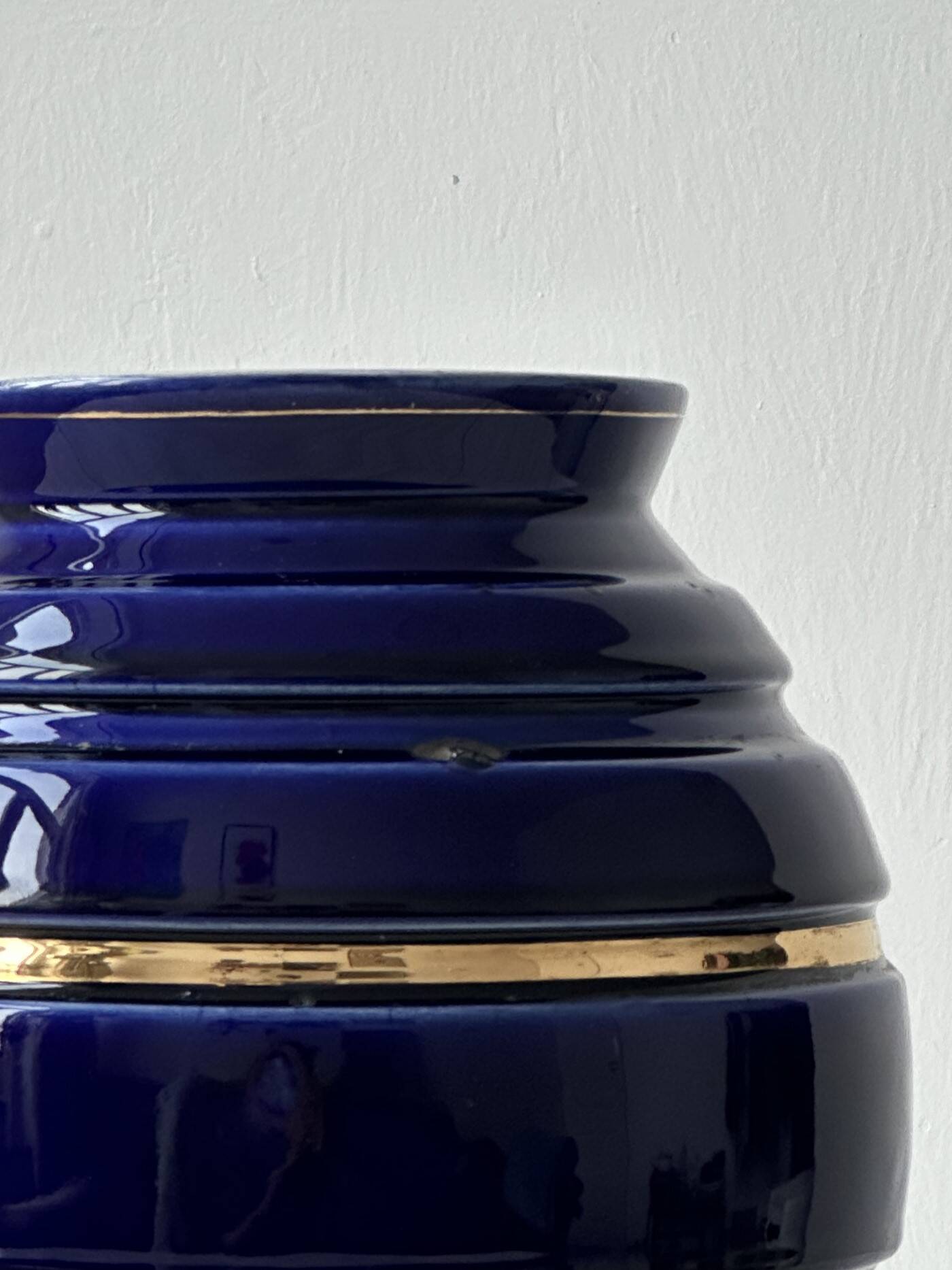 Royal blue vase with gold edging