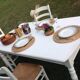 Ensemble table de ferme  blanche et quatre chaises
