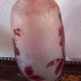 Magnificent pair of glass paste vases signed LEGRAS ruby model