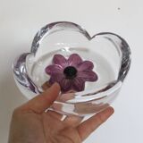Daum Coppelia series bowl / pocket emptier, crystal and pink glass paste