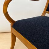 Biedermeier Armchair in Walnut & Black Boucle, South Germany, 1835