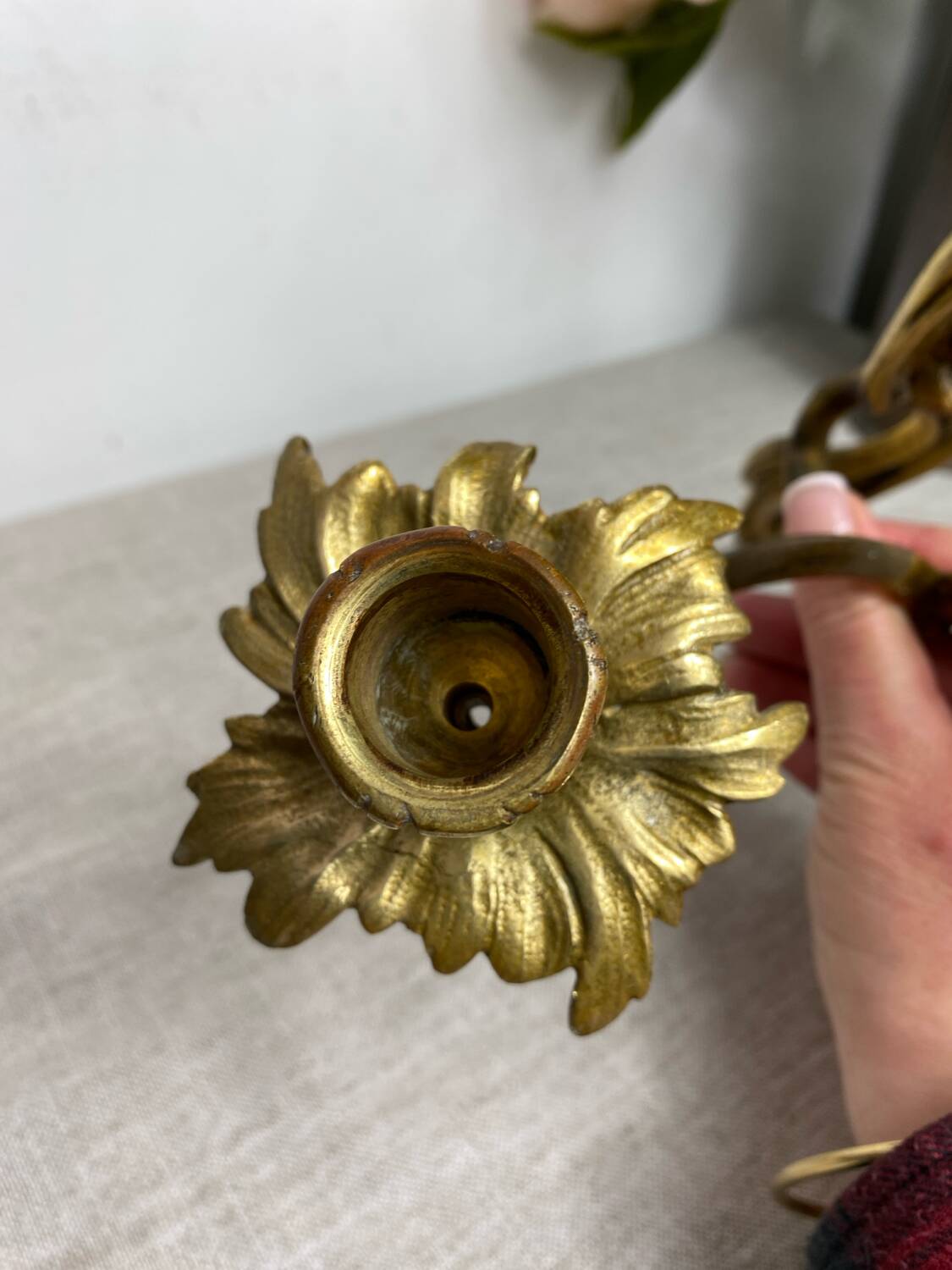 Two Louis XV style bronze wall candlesticks