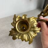 Two Louis XV style bronze wall candlesticks