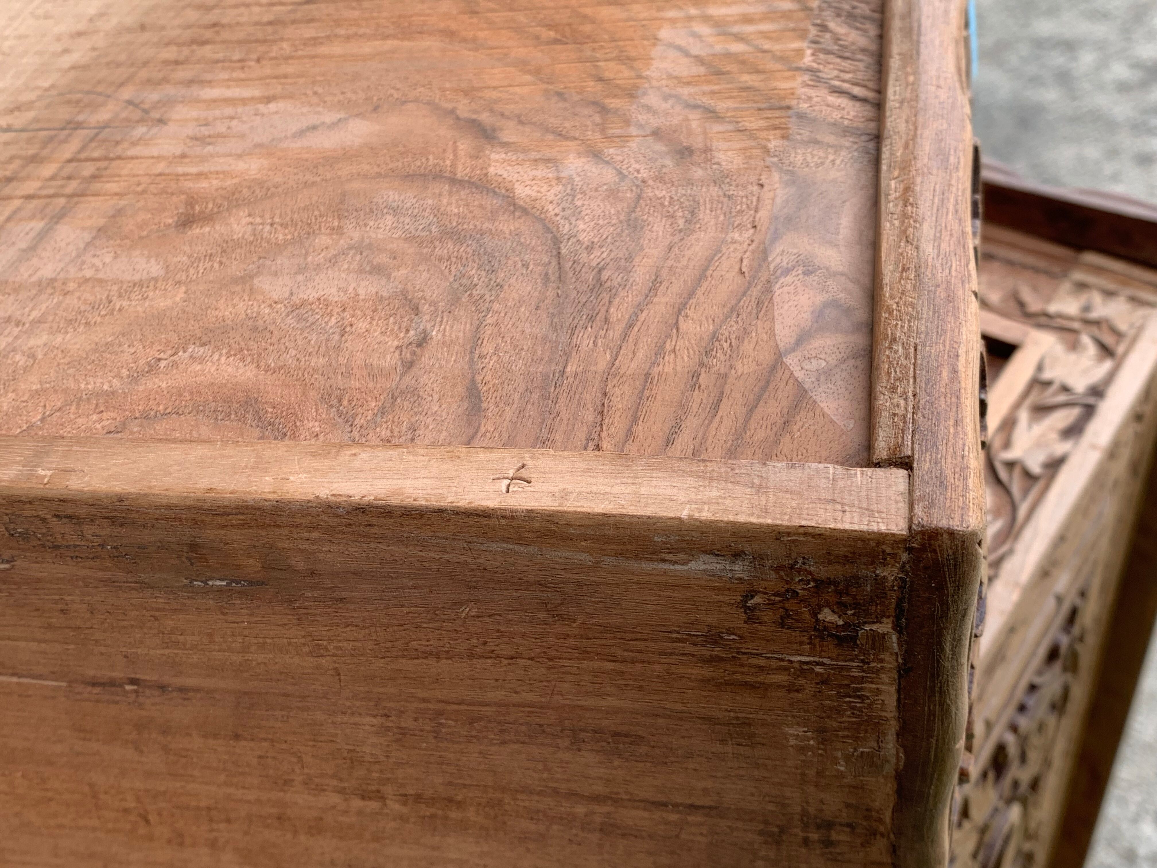Carved solid Padouk chest of drawers 1950