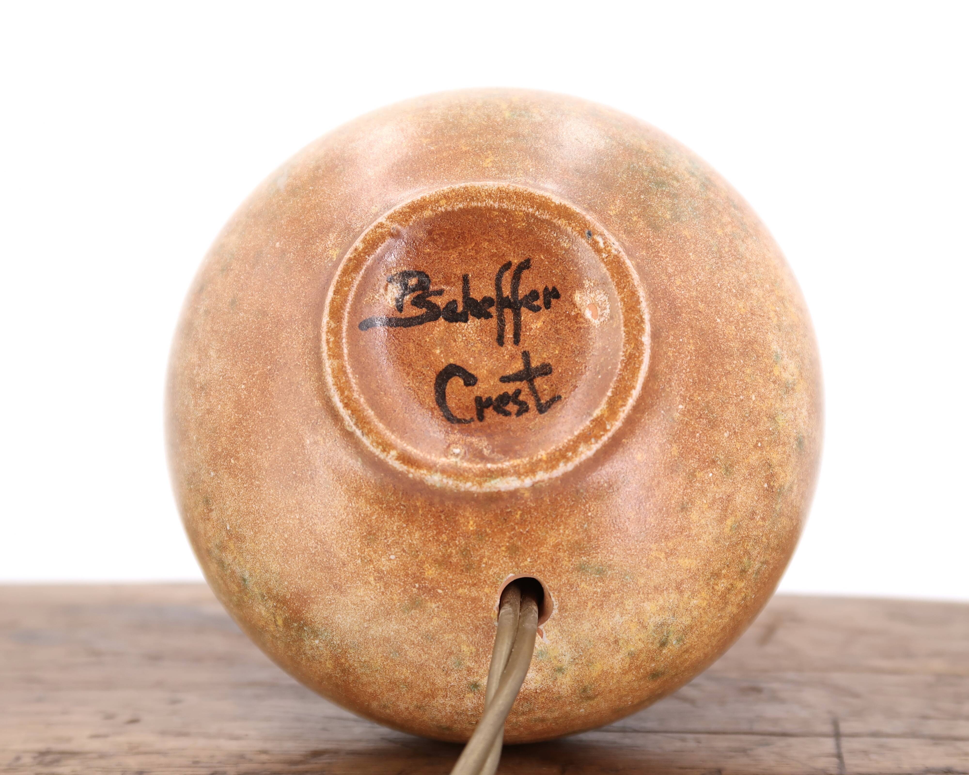 Brown ceramic lamp by pierre scheffer, 1970s