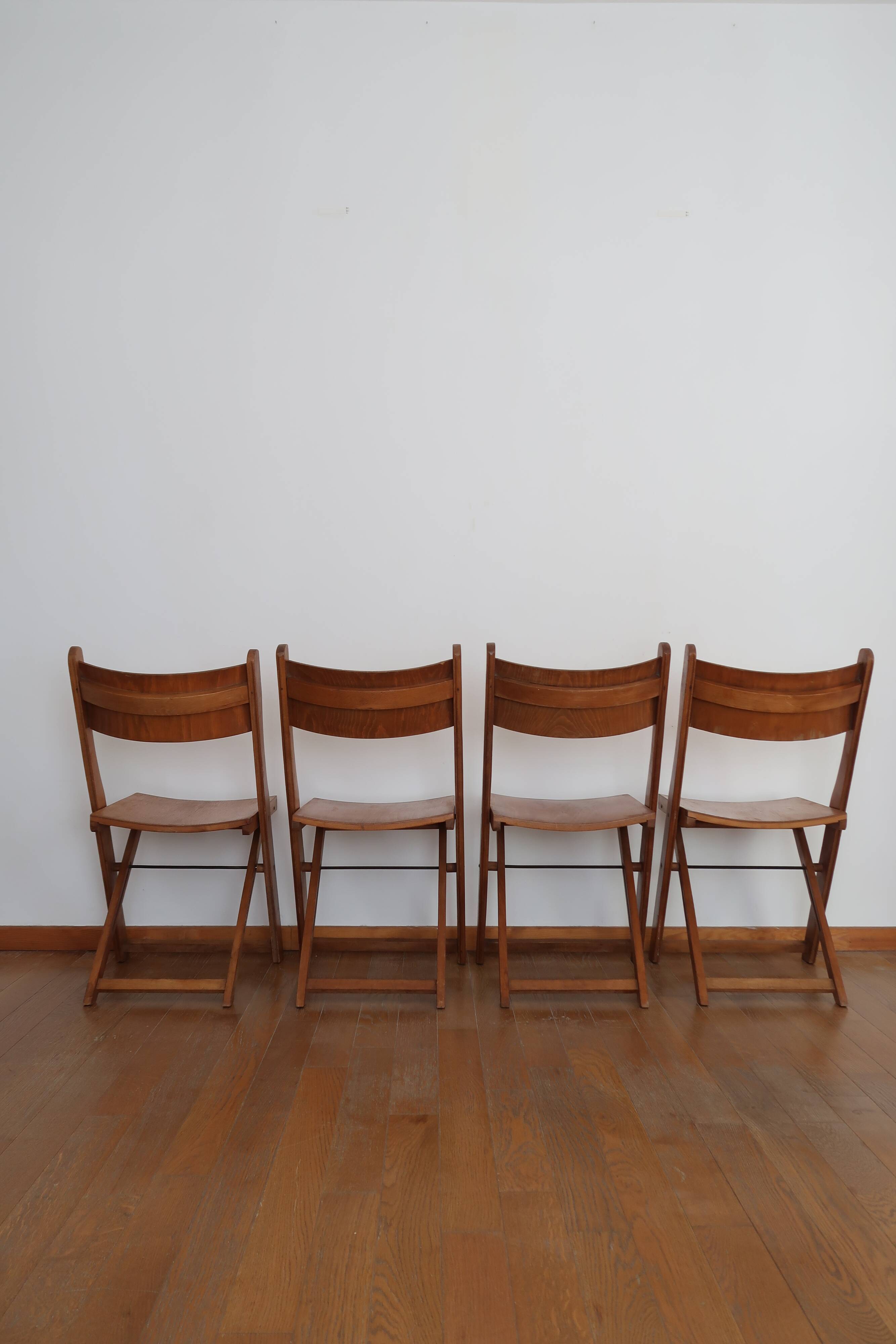 Set of 4 folding chairs in wood 70