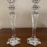 Pair of glass candle holders