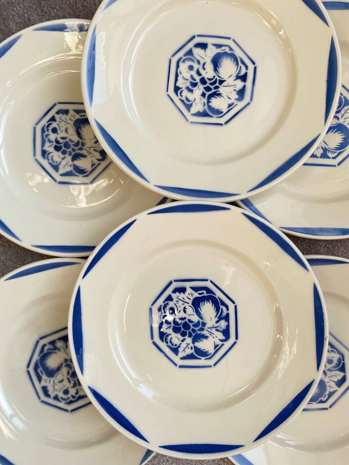 6 K&G Luneville Art Deco Dessert Plates Fructidor Model