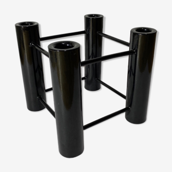 Black vintage candlestick holder from scandinavia | mid-century candleholder for high candles