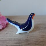 Vintage Soviet salt and pepper shaker in the shape of a cobalt blue bird.