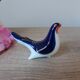 Vintage Soviet salt and pepper shaker in the shape of a cobalt blue bird.
