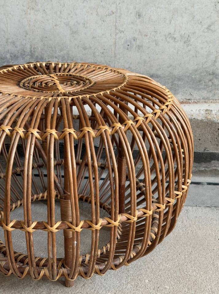 Wicker ottoman/pouf  Lobster Pot by Franc Albini