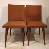 Pair of vintage chairs 1950s tweed and wood