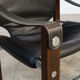 Set of 2 Maurice Burke ‘chelsea’ vintage black leather safari chairs for Pozza