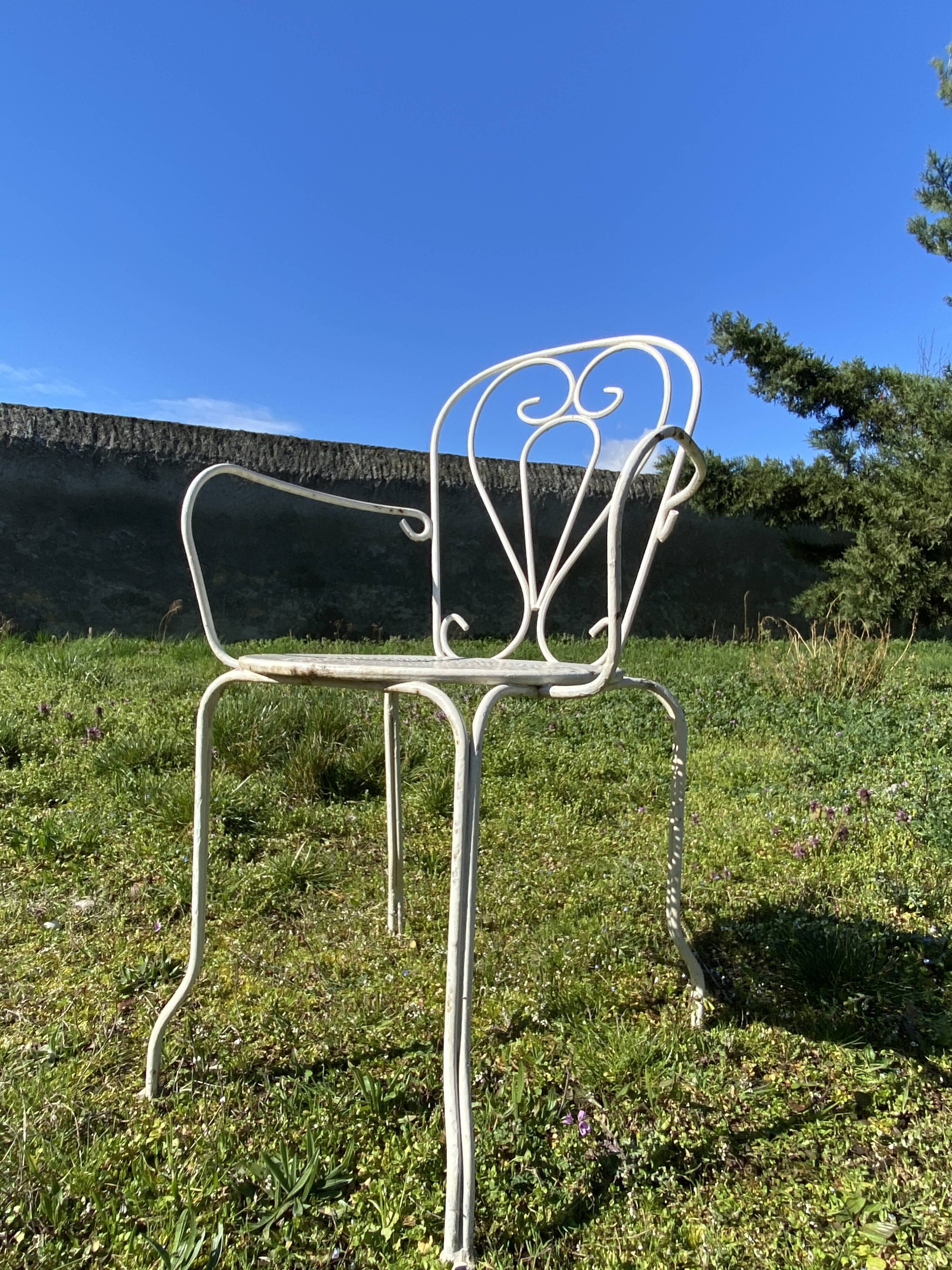 Pair of armchairs wrought iron garden chairs French iron armchairs 1950