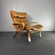Swedish leather bentwood lounge chair by Jan Bengstsson, 1970s