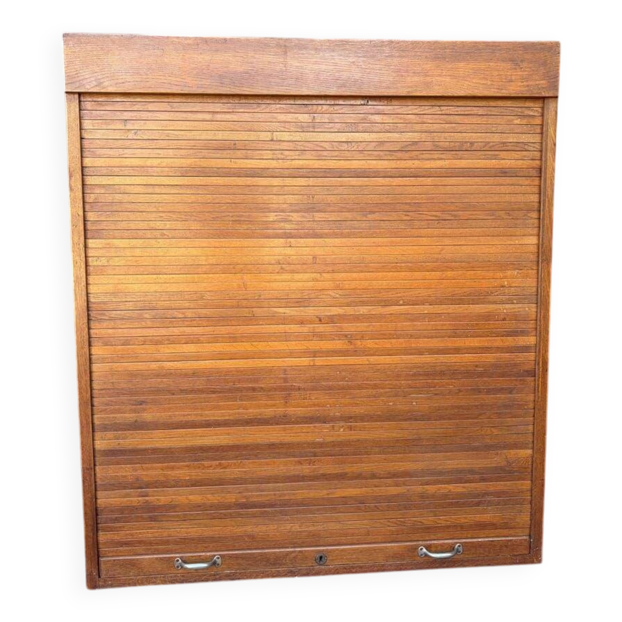 Vintage wooden cabinet / roller shutter cupboard / shelf
