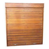 Classeur en bois vintage / armoire à volet roulant / étagère