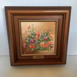 Oil painting frame on hardboard flowers by Magda Verschaeve