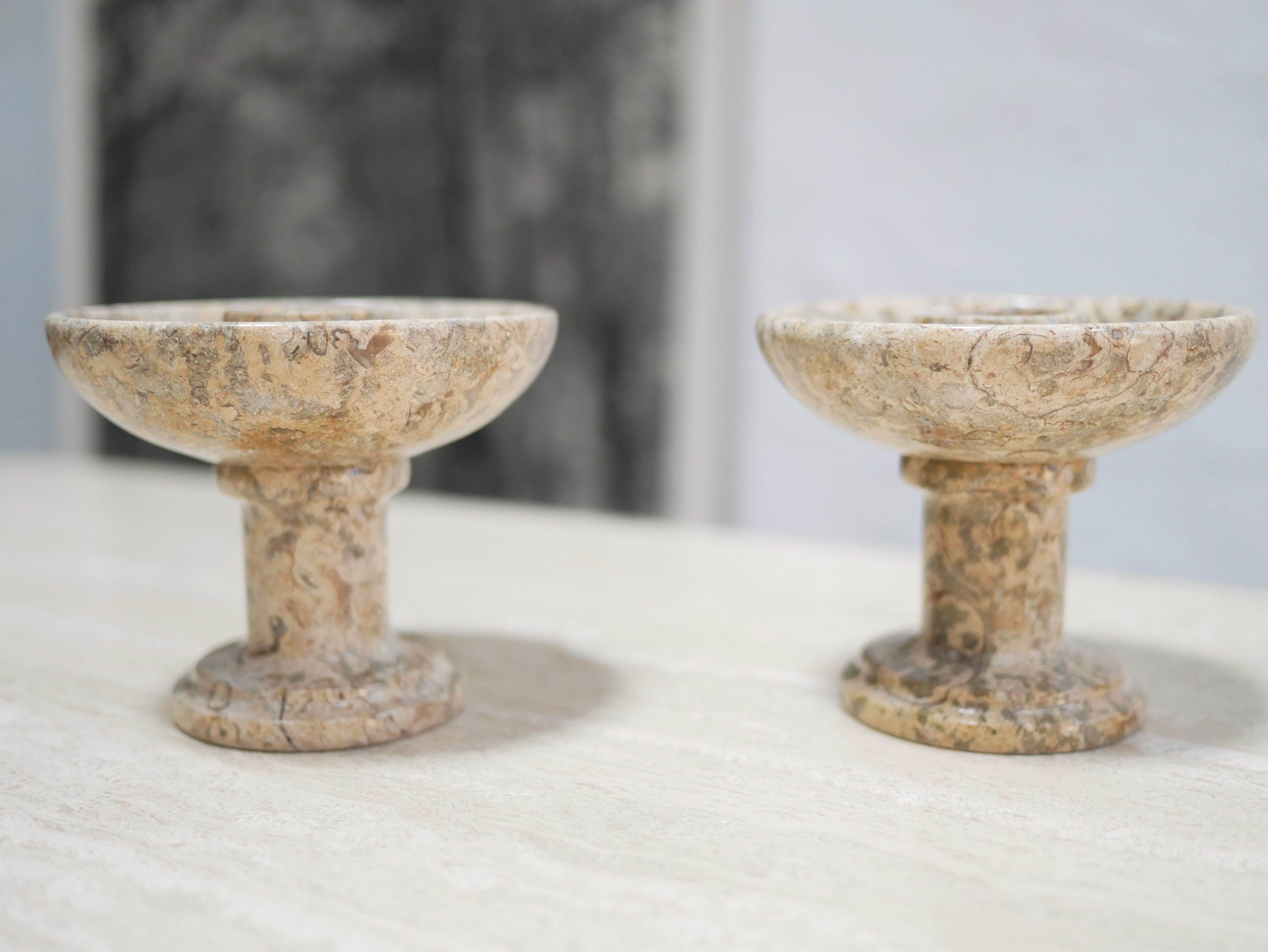 Pair of vintage jasper stone candle holders