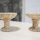 Pair of vintage jasper stone candle holders