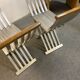 Pair of curule chairs designed by John Vesey, 1958, USA, brushed aluminum, walnut and leather