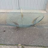 Table basse bronze et verre
