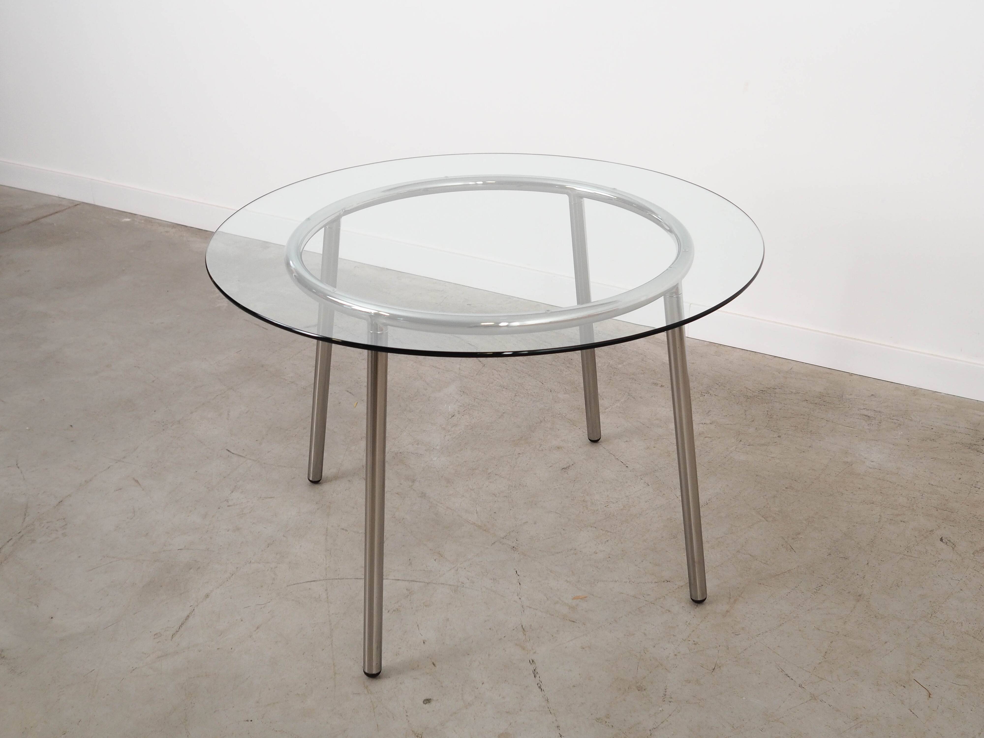Glass table, Italian design, 1980s, made in Italy