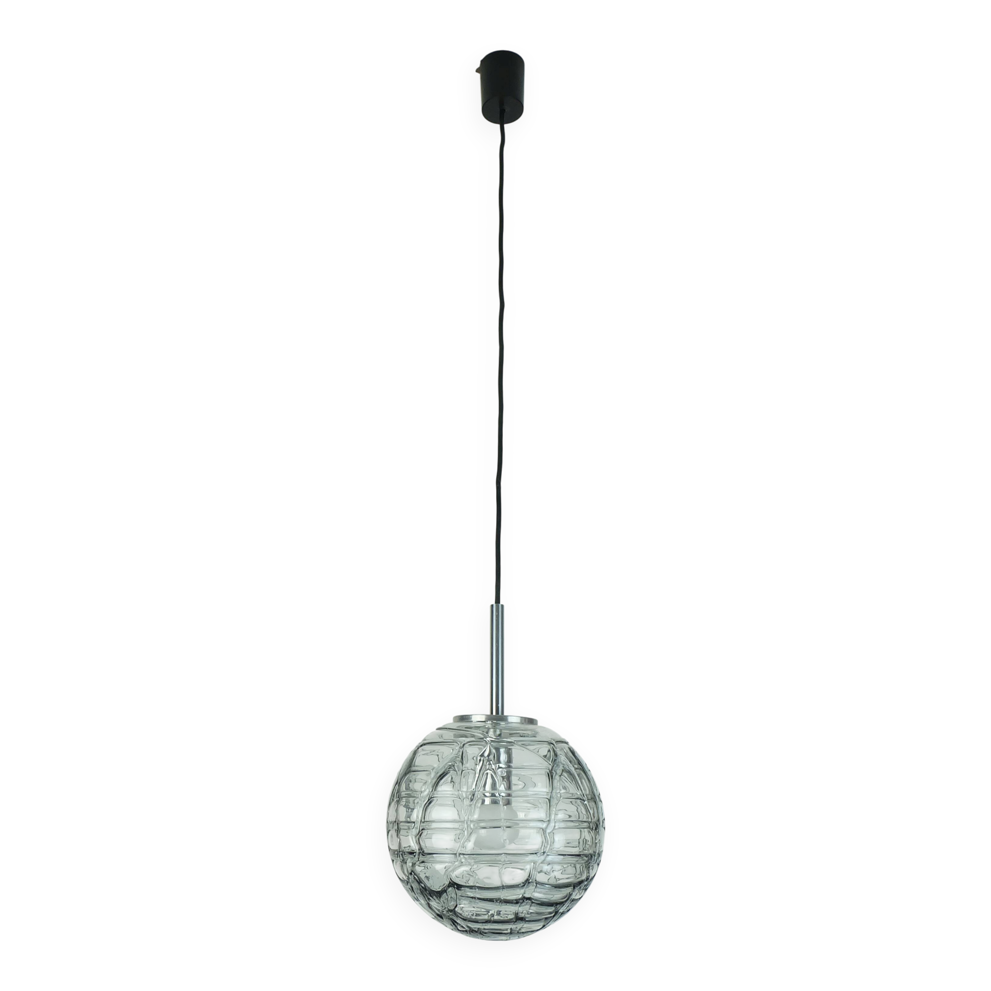 No. 2 of 2 - elegant doria pendant lamp clear and smoke grey 60s 70s