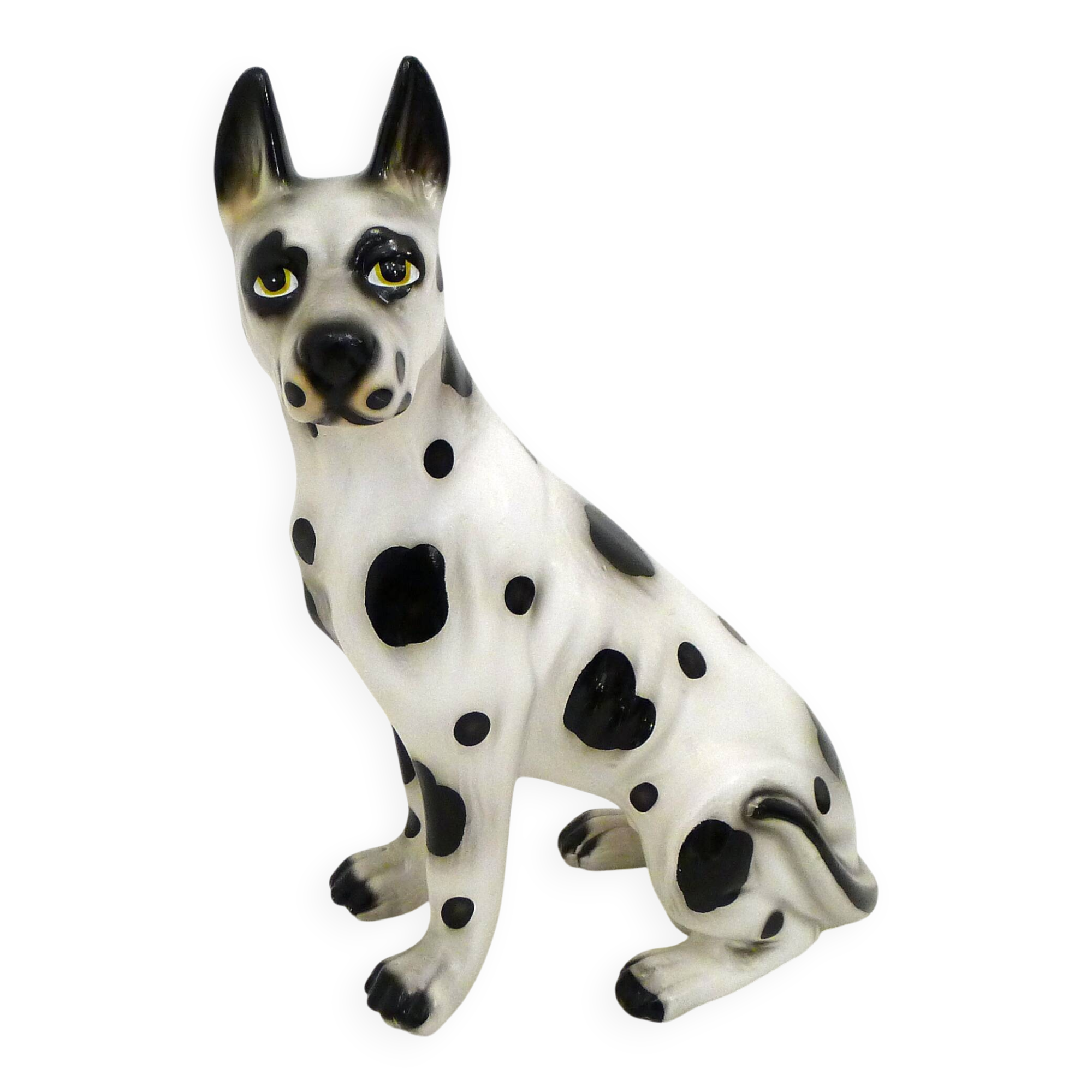 Large black and white ceramic dog (H 46 cm)