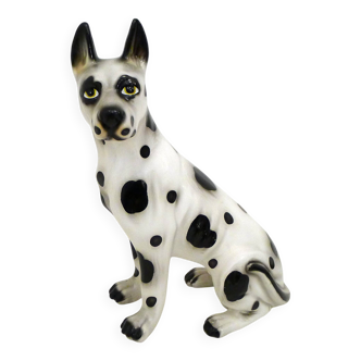 Large black and white ceramic dog (H 46 cm)