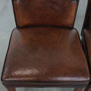 Comfortable set of 2 sheep leather dining chairs with character