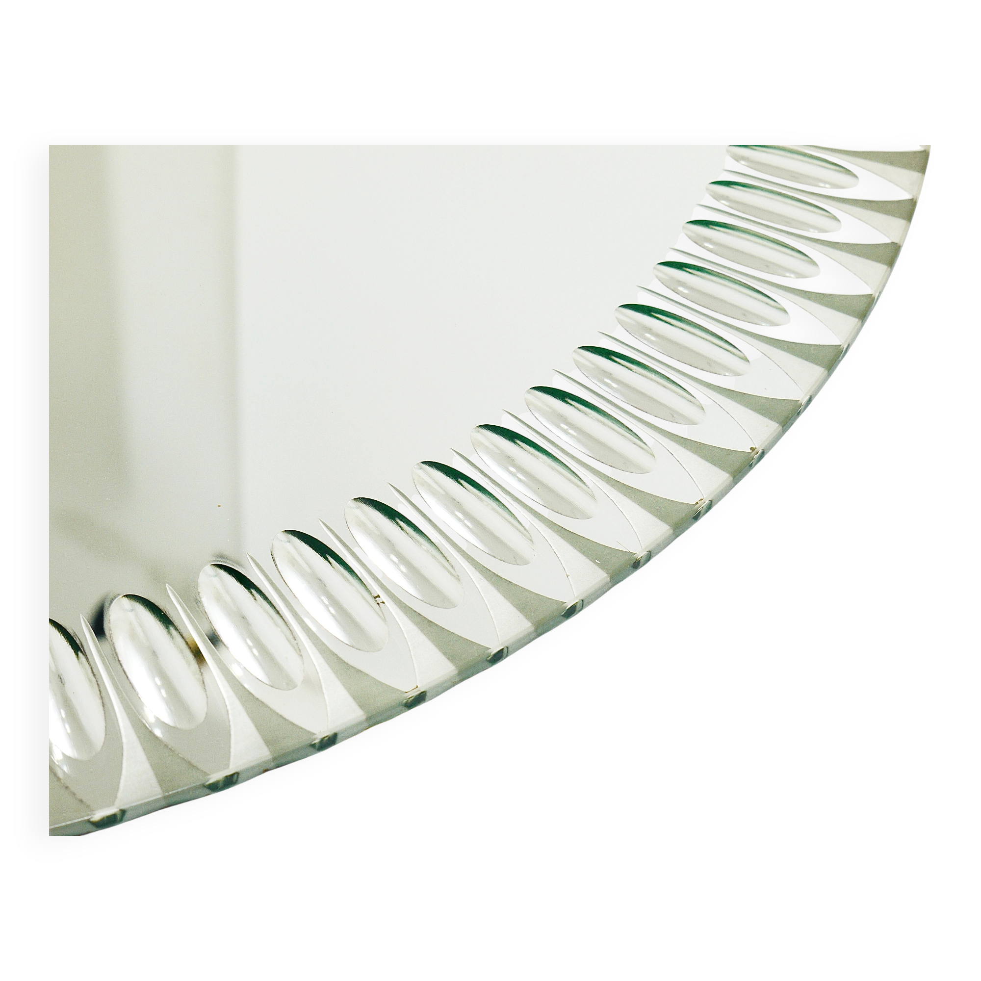 Miroir Mural Rond Facetté Effet Optique Cristal Arte Exceptionnel, Italie, Années 1960