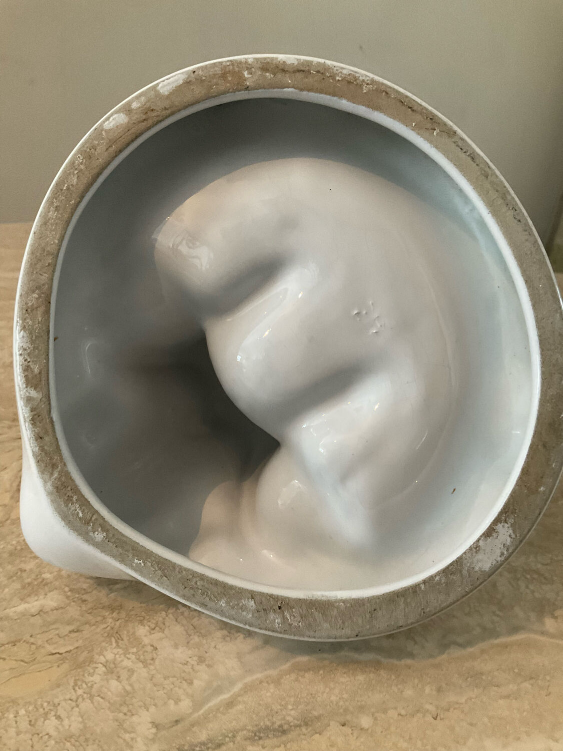 Vintage pocket vacuum duo in glazed ceramic