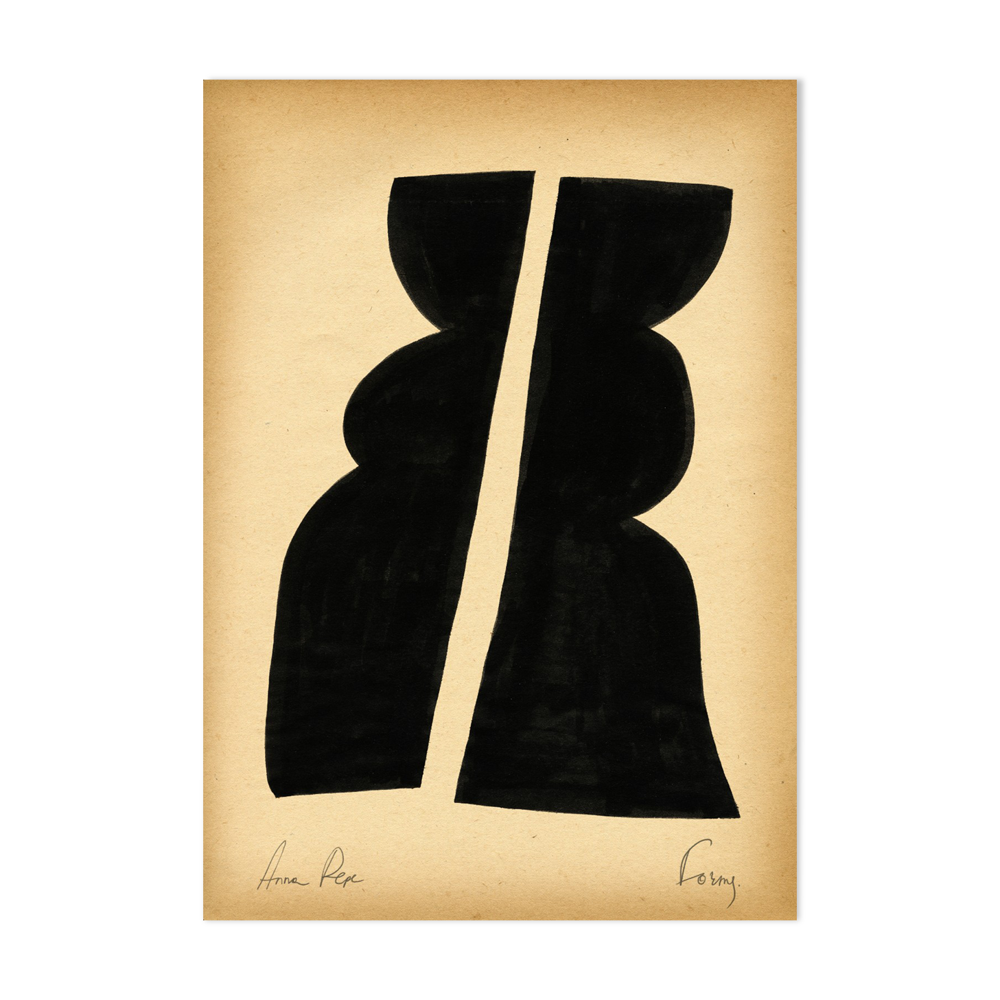 Original painting on vintage paper