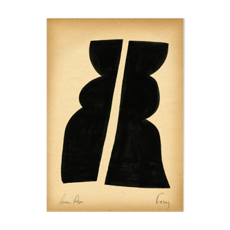 Peinture originale sur papier vintage