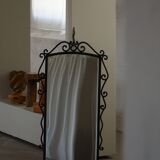 French mid-century brutalist wall mirror in wrought iron, made in the 1950s.