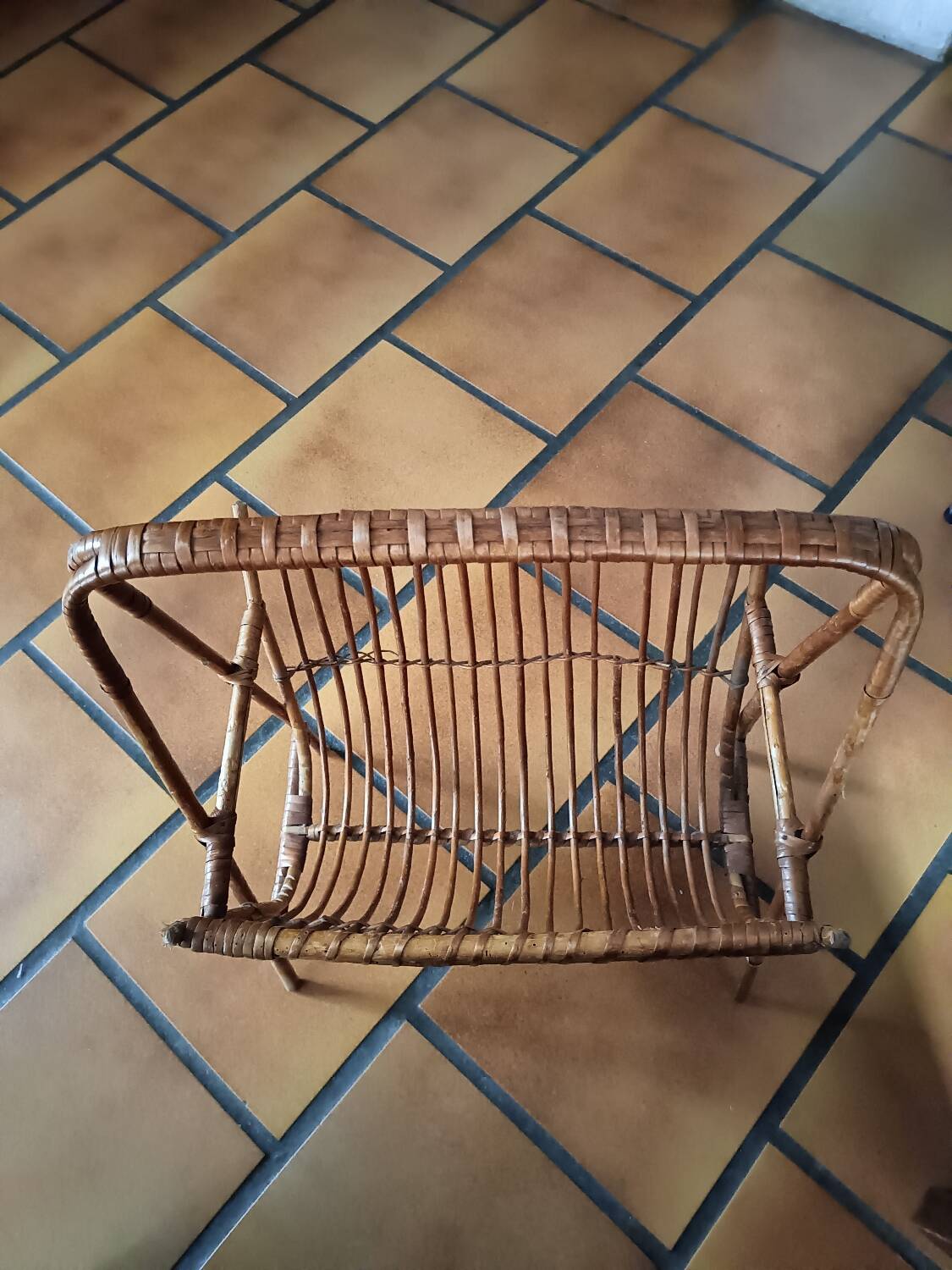 Vintage rattan magazine rack