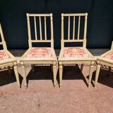 Set of 4 Louis XVI style chairs - In gray lacquered wood