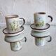 Made in Korea coffee service, set of 4 cups and saucers Herbarium