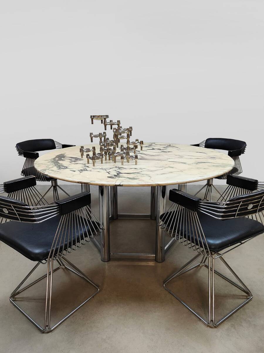 Vintage Italian carrara marble dining table 1970s