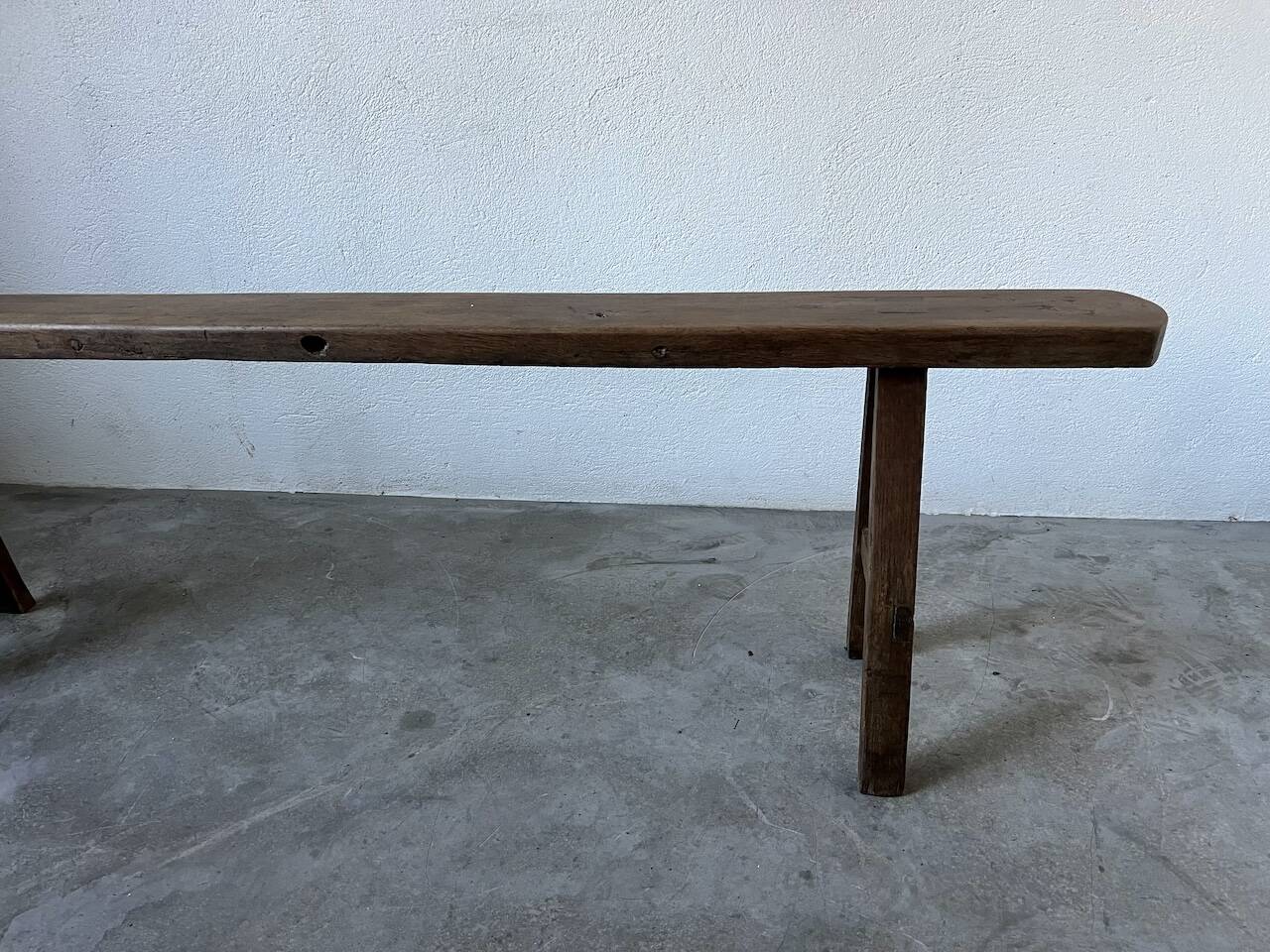 Small solid walnut farm bench, 1950s