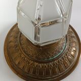 Copper ceiling light with frosted glass globe